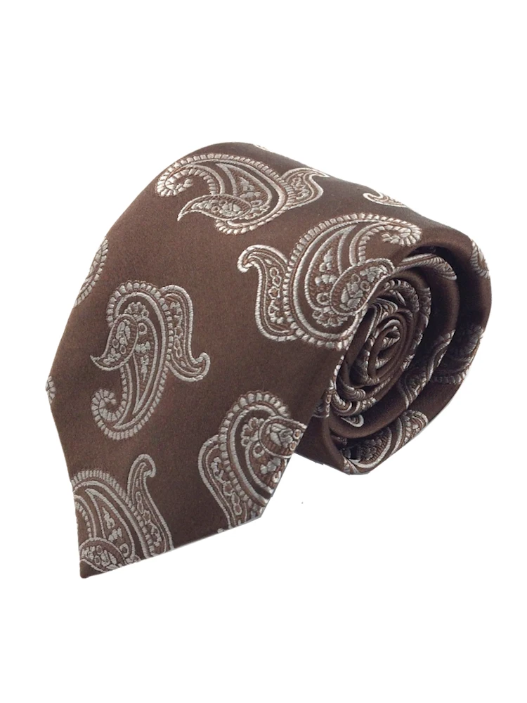 アルマンドネクタイシルク100％ペイズリーグレー/グレー/ブラウン/ネイビー