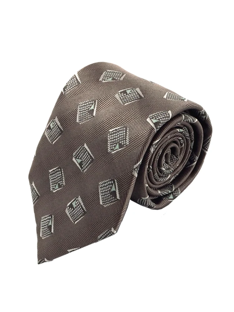 アルマンドネクタイシルク100％モチーフベージュ/ブルー/ネイビー