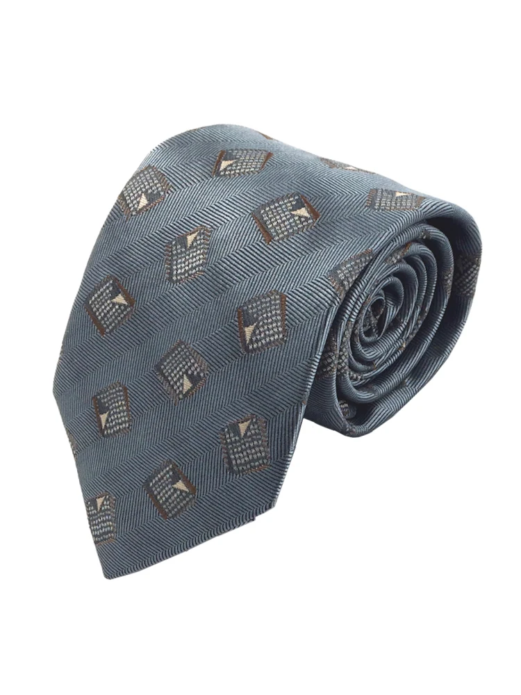 アルマンドネクタイシルク100％モチーフベージュ/ブルー/ネイビー