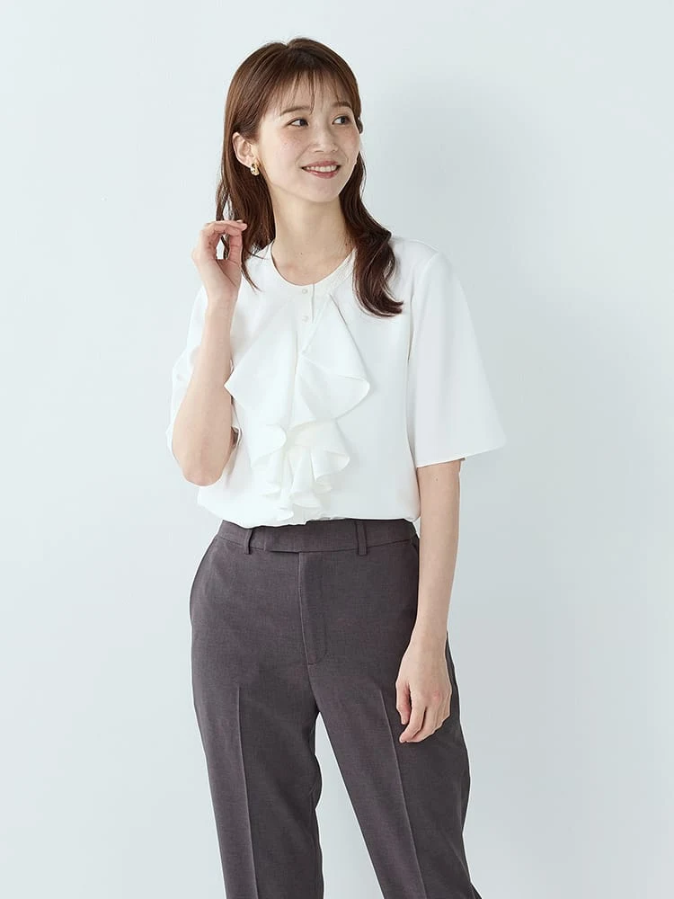 ＜ひんやり冷感/UVカット＞フリルリボンブラウス〈2BUY10％OFF〉