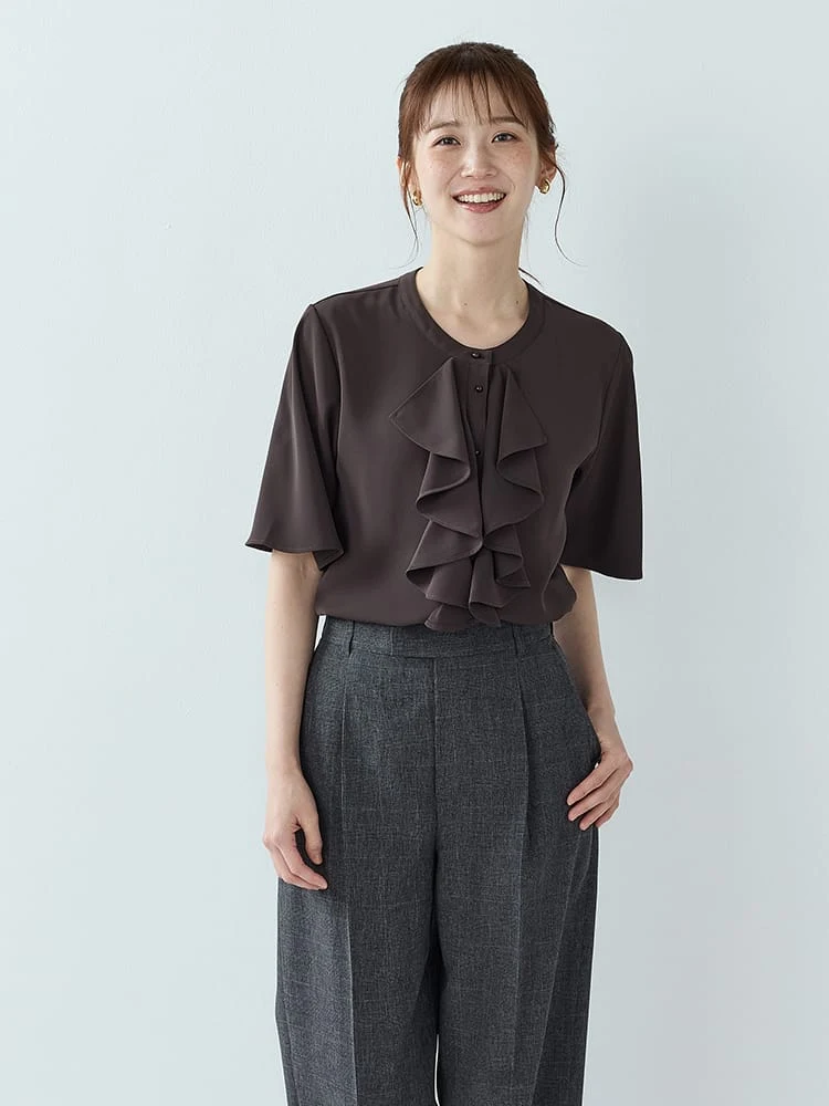 ＜ひんやり冷感/UVカット＞フリルリボンブラウス〈2BUY10％OFF〉