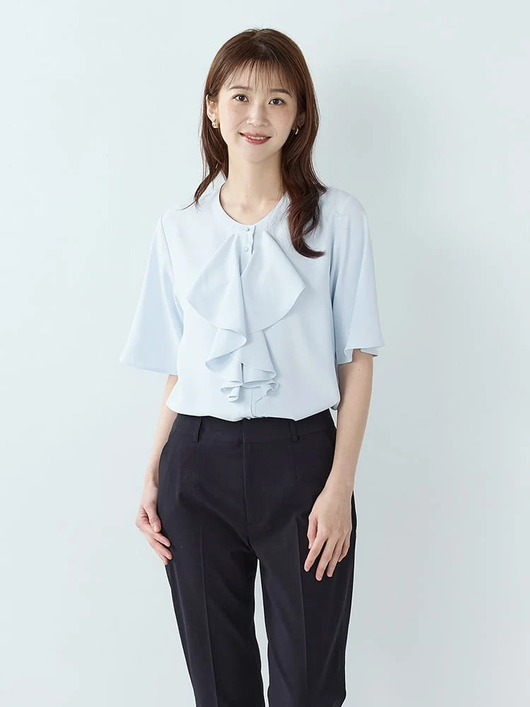 ＜ひんやり冷感/UVカット＞フリルリボンブラウス〈2BUY10％OFF〉