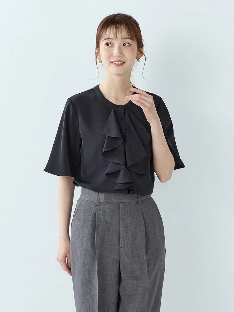 ＜ひんやり冷感/UVカット＞フリルリボンブラウス〈2BUY10％OFF〉