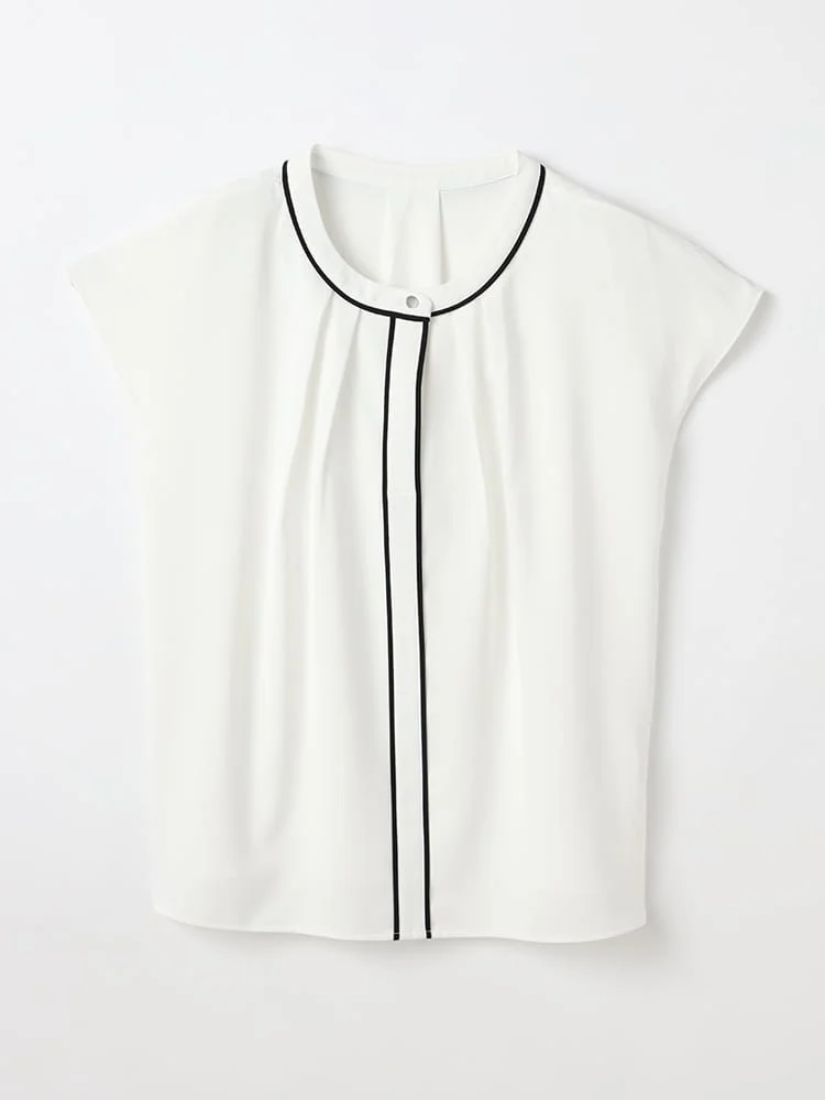 ＜ひんやり冷感/UVカット＞クルー配色ブラウス＜2BUYで10％OFF／3BUYで15％OFF！＞