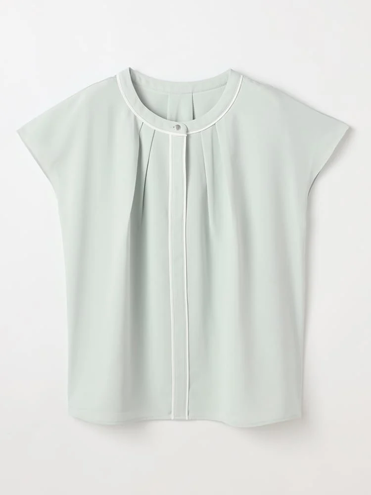 ＜ひんやり冷感/UVカット＞クルー配色ブラウス＜2BUYで10％OFF／3BUYで15％OFF！＞