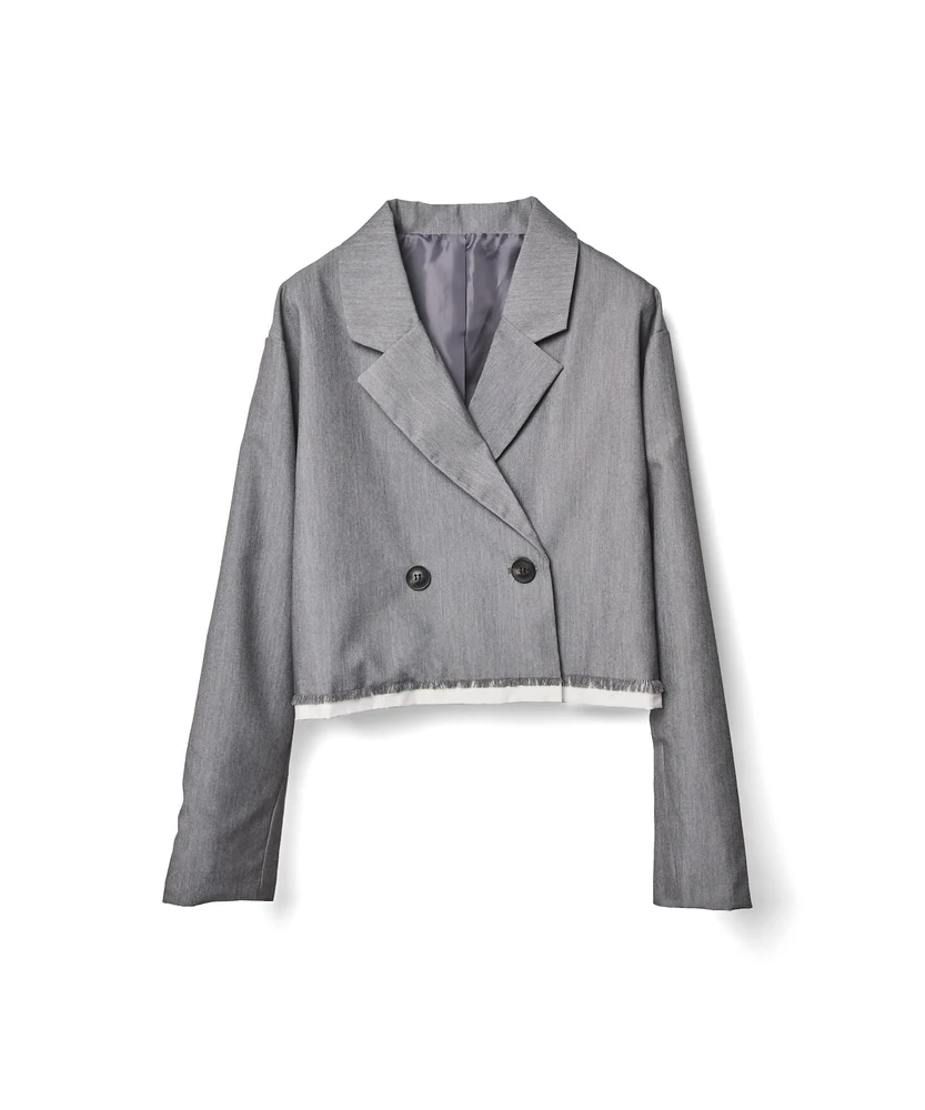 レイヤード風ショート丈ダブルジャケット【DIPINCHOCOLATE】