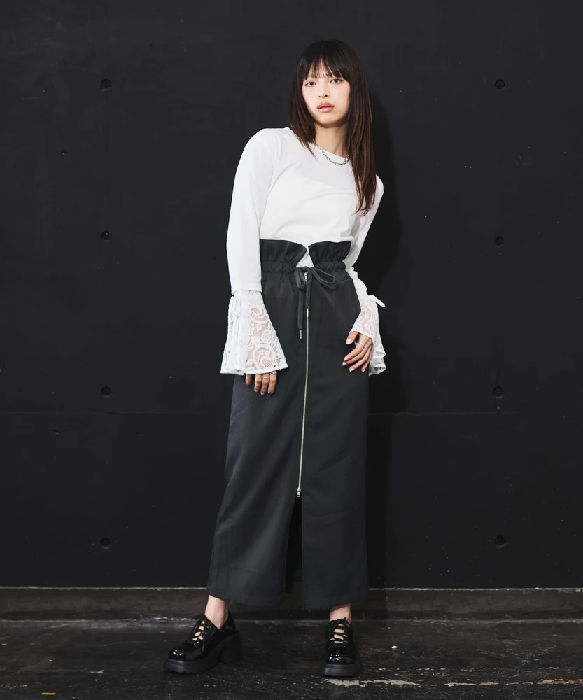 フロントジップウエストドロストスカート【DIPINCHOCOLATE】