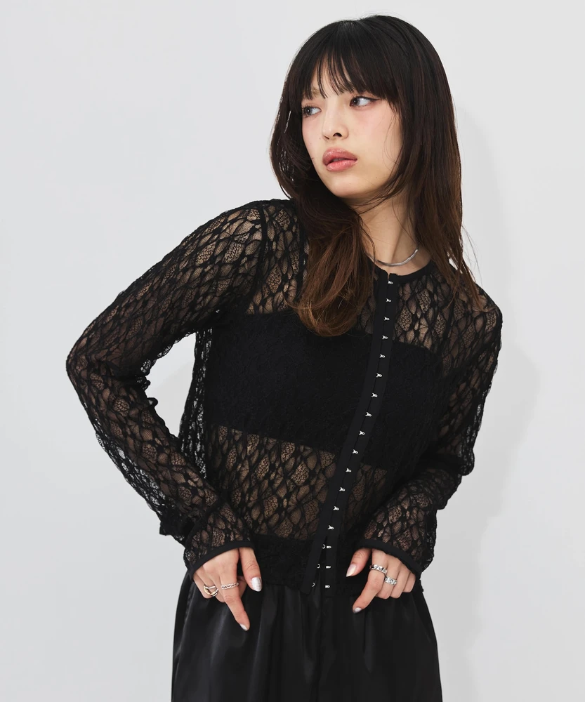 フロントホックレースカーディガン【DIPINCHOCOLATE】