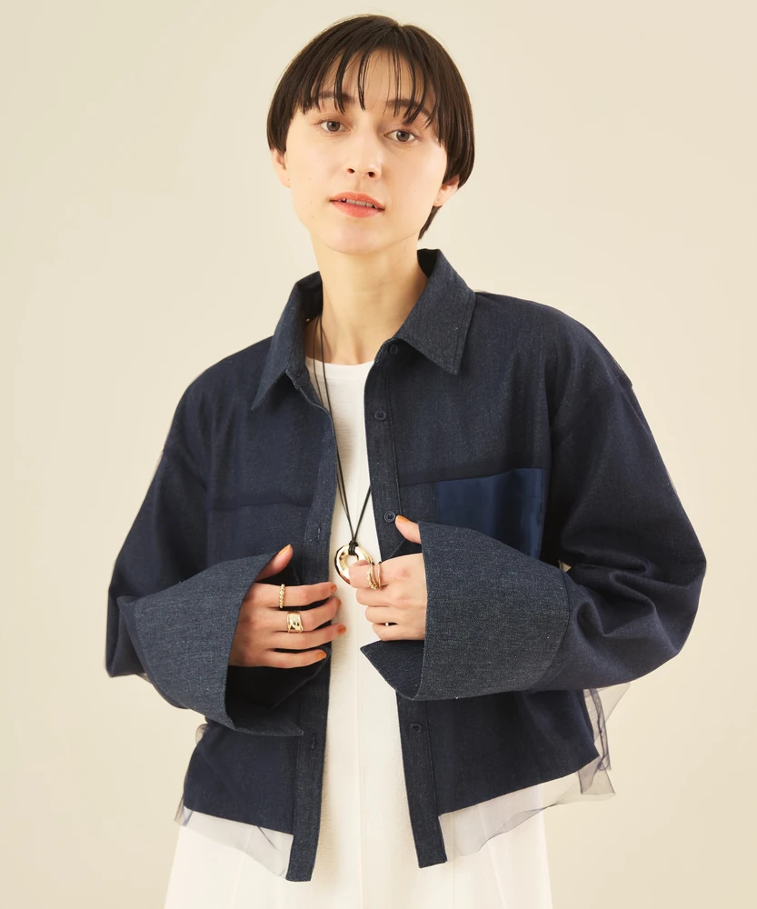 チュールドッキングデニムシャツ【Muscat（マスカット）】