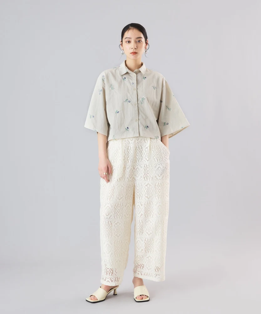 クラシカルレース配色サイドラインパンツ【Muscat（マスカット）】