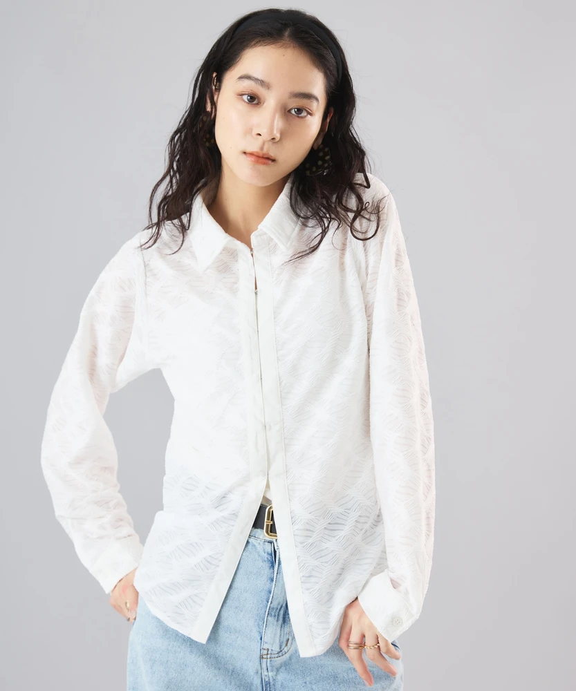 ニュアンスジオメ柄フロントホックシャツ【Muscat（マスカット）】