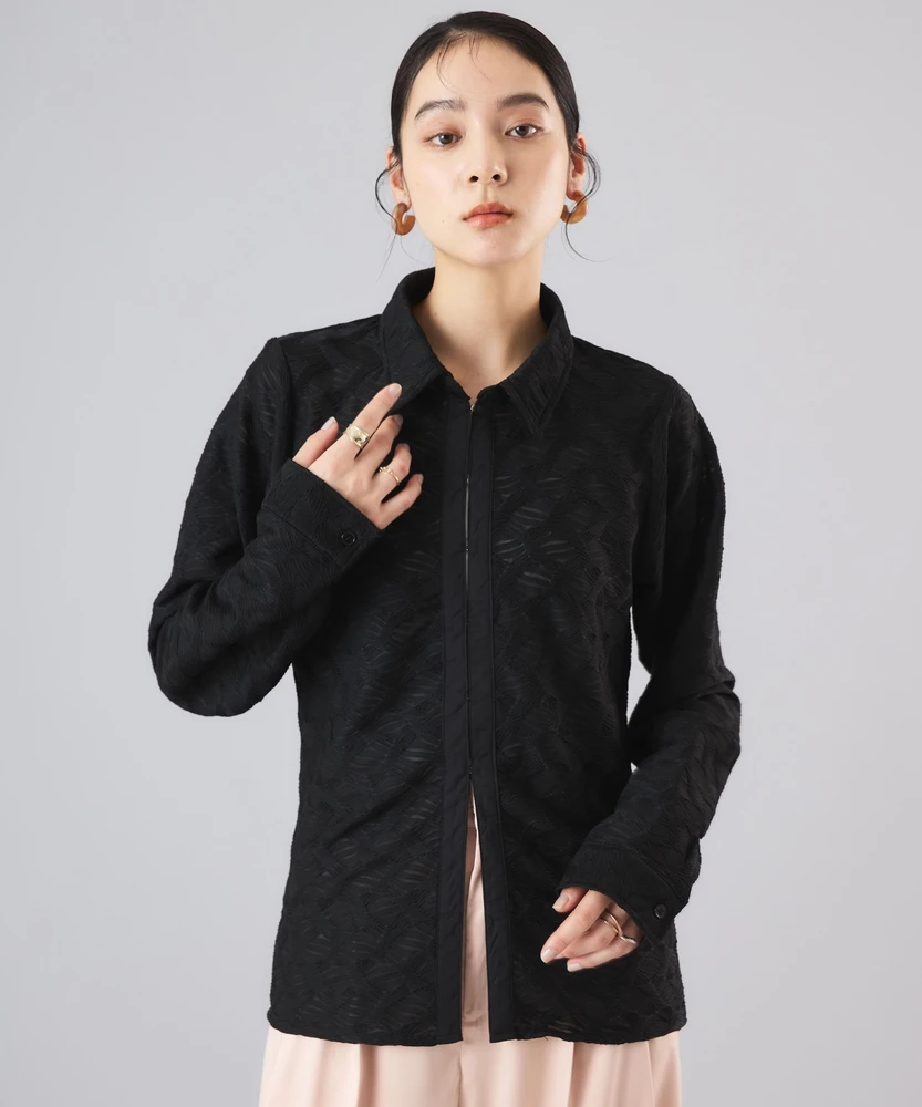 ニュアンスジオメ柄フロントホックシャツ【Muscat（マスカット）】