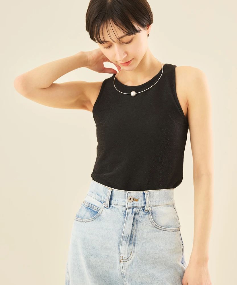 カップ付きラメ混タンクトップ【Muscat（マスカット）】