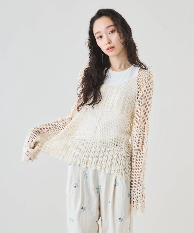 【前後2WAY】ロングルーズスリーブニット【Muscat（マスカット）】