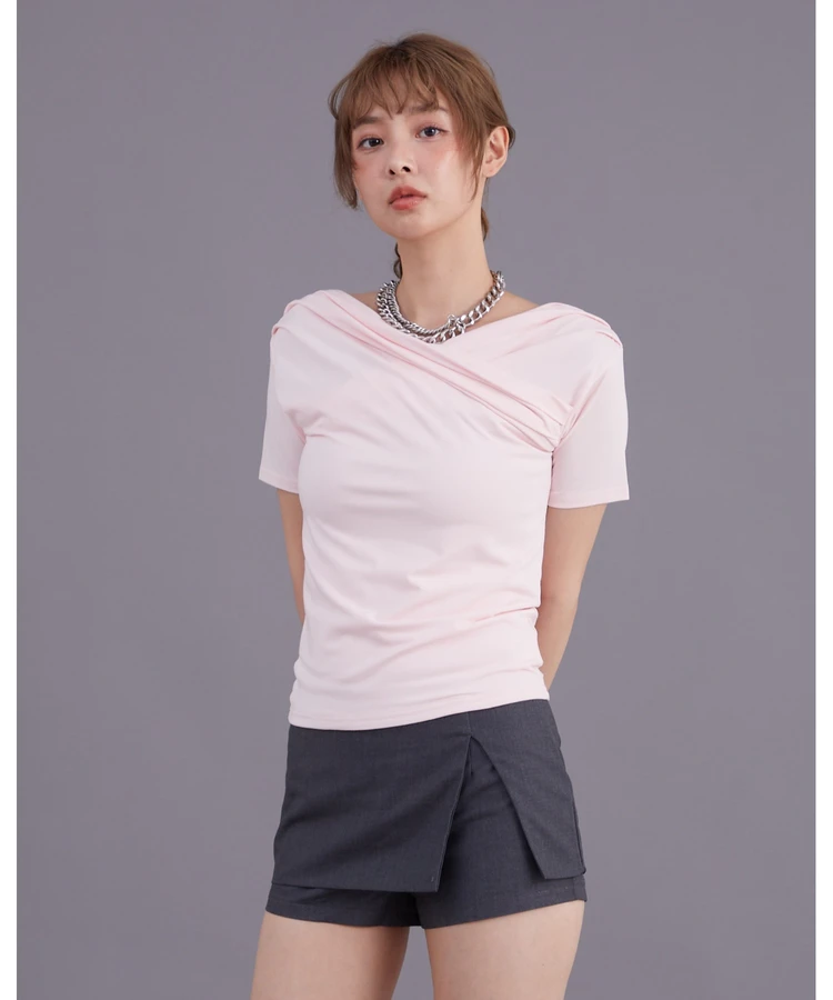 ドレープオフショルTシャツ【DIPINCHOCOLATE】