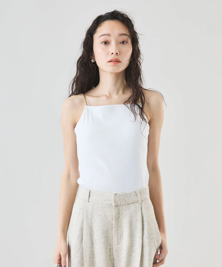 カットリブカップ付き配色キャミソール【Muscat（マスカット）】