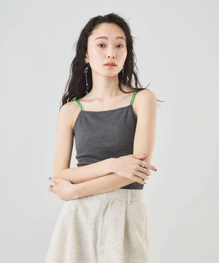 カットリブカップ付き配色キャミソール【Muscat（マスカット）】