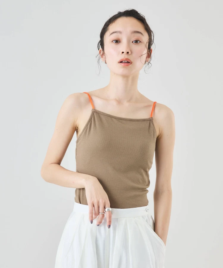 カットリブカップ付き配色キャミソール【Muscat（マスカット）】