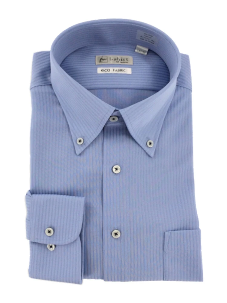 【完全ノーアイロン】長袖アイシャツストライプホワイト/グレー/サックス＜3点で2,000円OFF対象＞