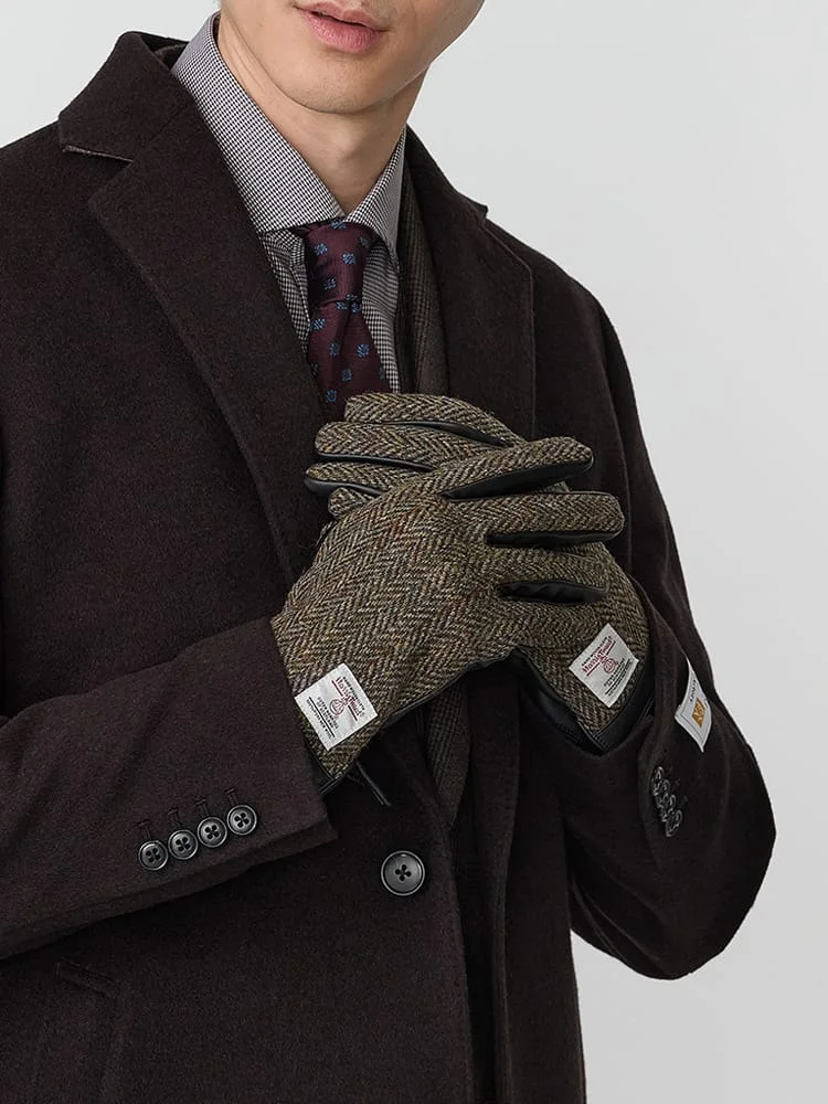 【HARRISTWEED/ハリスツイード】ウールグローブブラック/ブラウン/ネイビー