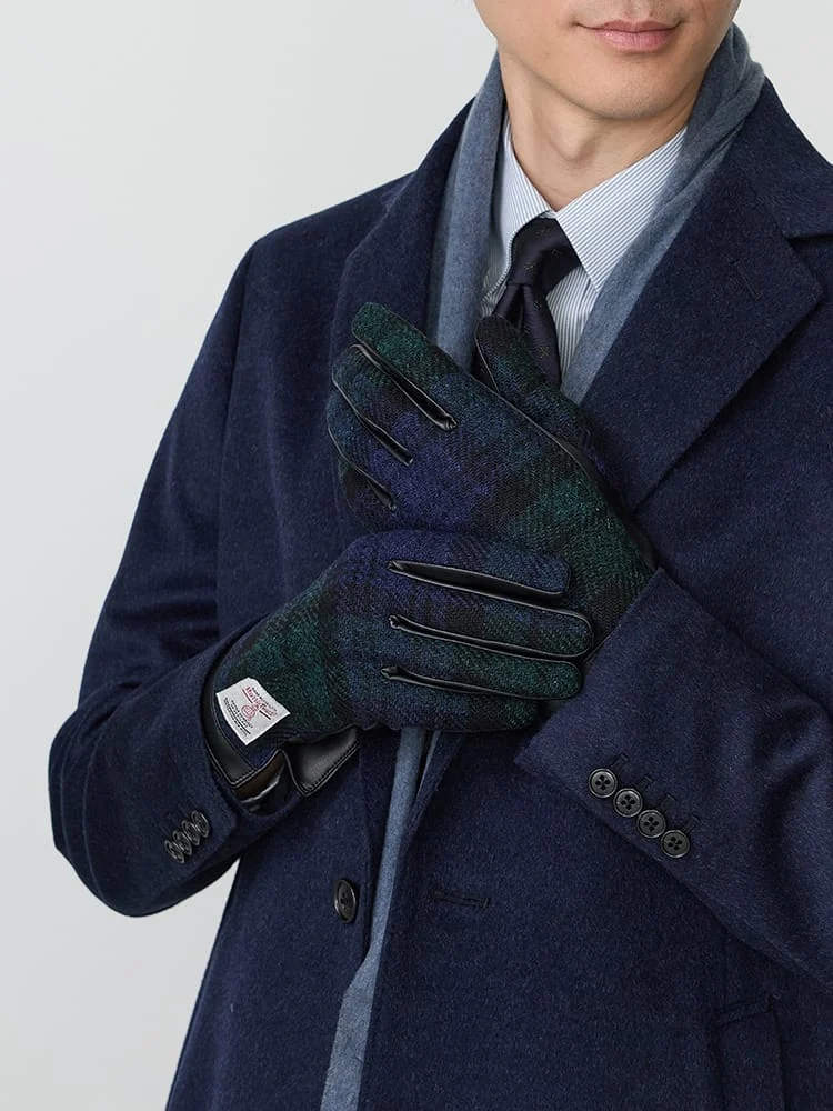 【HARRISTWEED/ハリスツイード】ウールグローブブラック/ブラウン/ネイビー