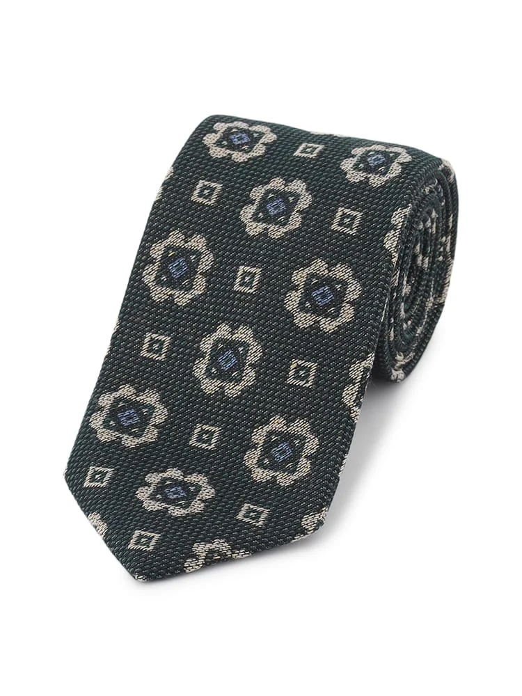 TRANSCONTINENTS日本製ネクタイイタリア生地シルク100％オレンジ/グリーン/ブラウン/ネイビー