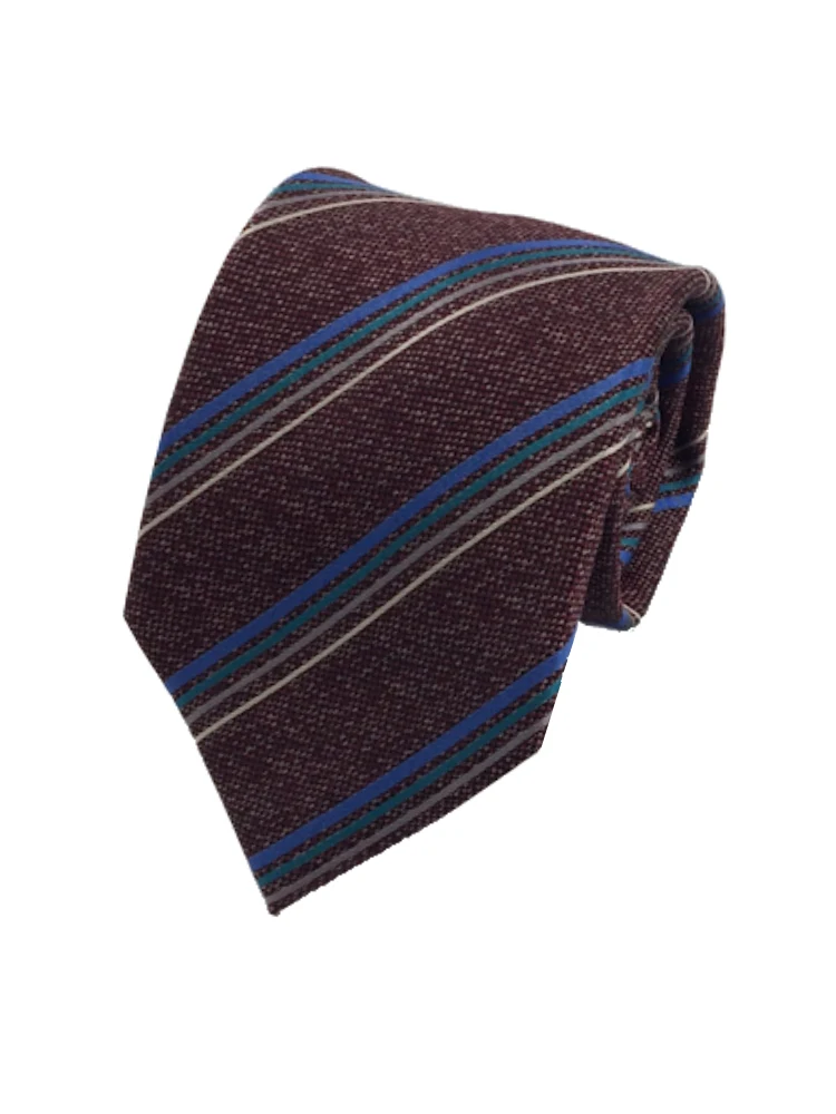 ウォームシルクネクタイストライプグレー/ベージュ/ワイン/ネイビー