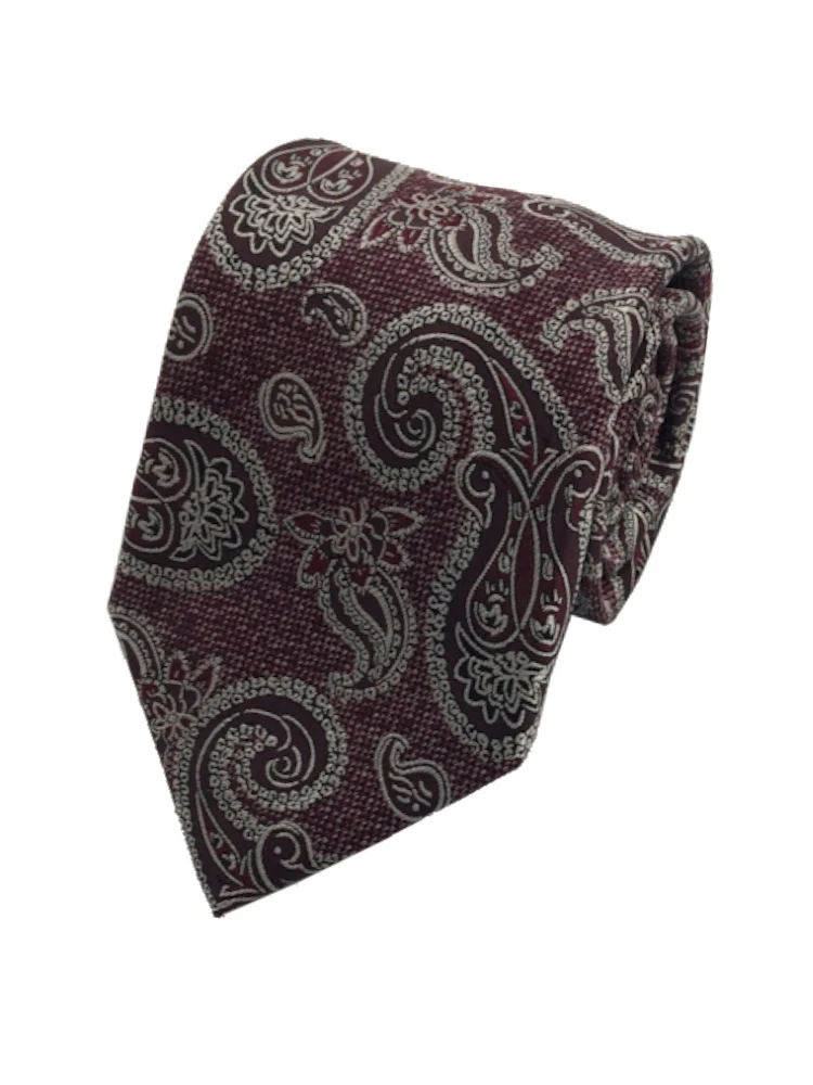 ウォームシルクネクタイペイズリーグレー/ワイン/グリーン/ネイビー