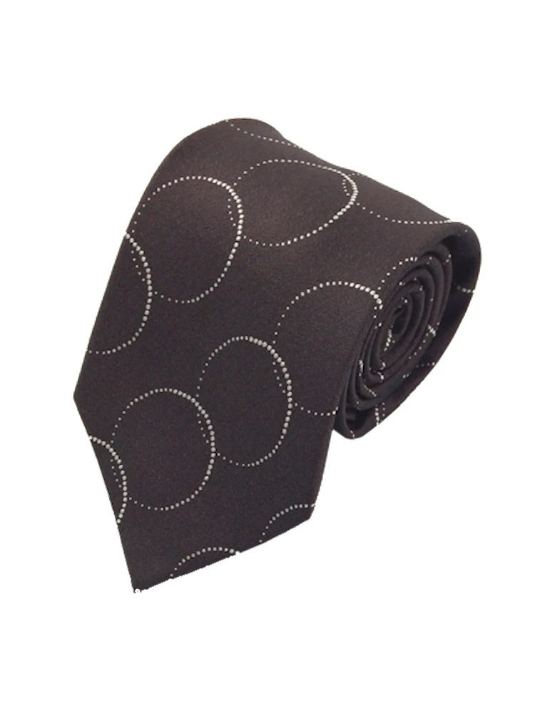モダンブラックシリーズネクタイシルク100％サークル柄ブラック/ブラウン/ネイビー