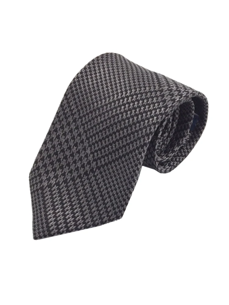 モダンブラックシリーズネクタイシルク100％千鳥柄ブラック/グレー/ワイン