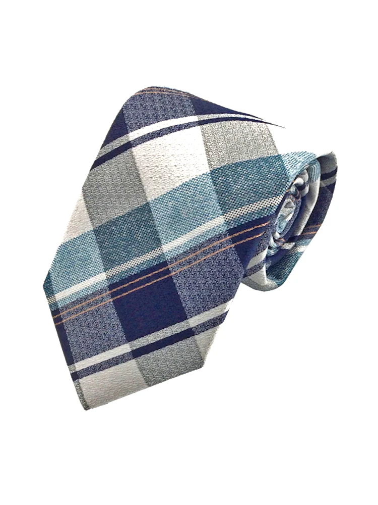 メランジネクタイチェックブラウン/グリーン/ネイビー