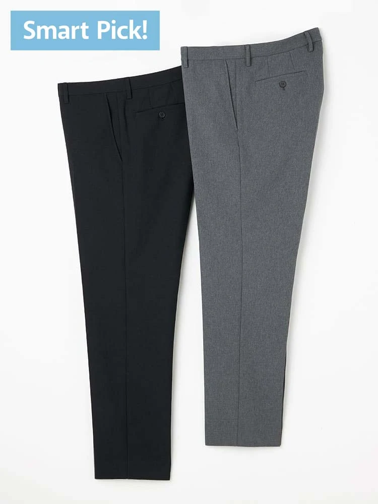 【2点パック/SmartPick！】裾上げのいらないスラックスBセット（ネイビー＆グレー）