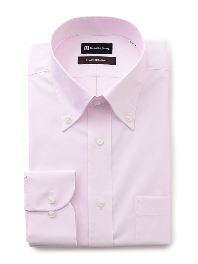 【形態安定】長袖ワイシャツ【クラシコ】ピンオックスのピンクシャツ