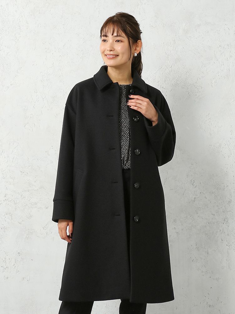 ブラック フォーマル ステンカラー コート ブラック コート