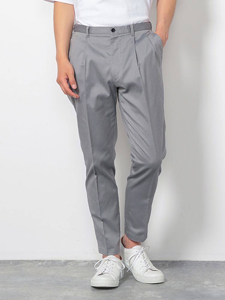 Fashion Trousers Pleated Trousers Un Deux Trois Pleated Trousers light grey flecked casual look 