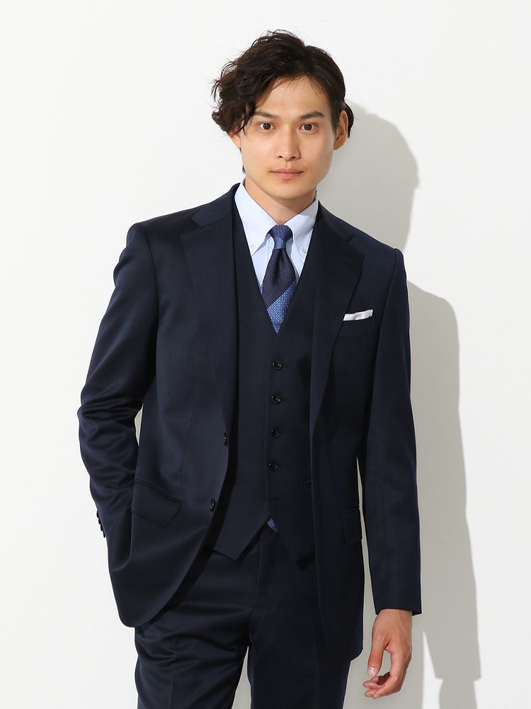 ベネシャン スリーピーススーツ クラシコ 無地 ネイビー