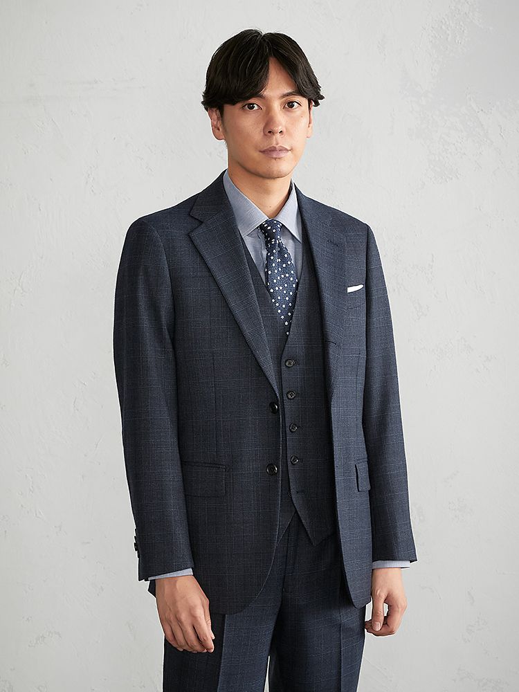 Perfect Suit FActoryセットアップ グレンチェック ネイビーM-